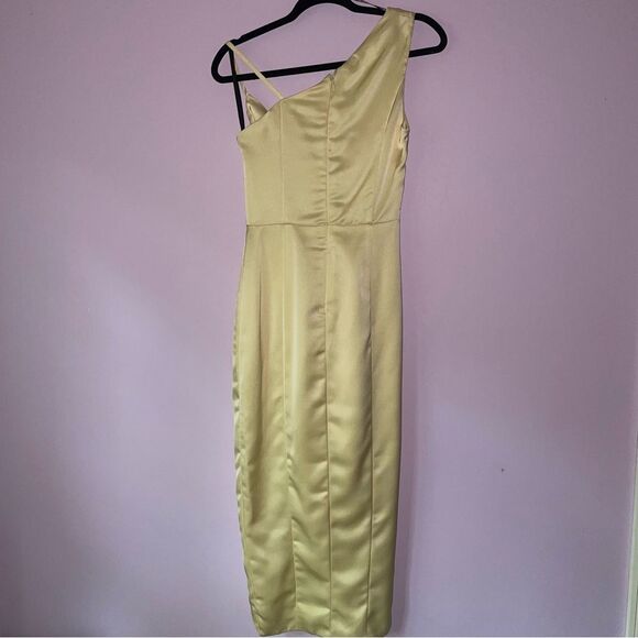 NEW Lavish Alice 4 Midi Cocktail Dress Cream Ruched Cowl Neckline - Picture 6 of 9